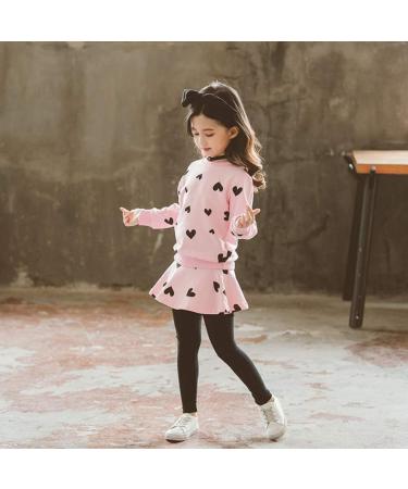 Girls Toddler Heart Print Hoodie Top + Leggings Set 5-6 Yrs - Pink - Buy Online on GoSupps.com