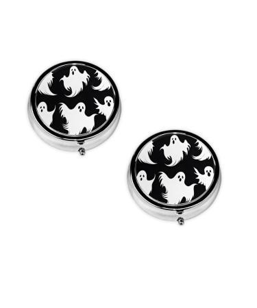 Halloween Goth Printed Mini Round Pill Box Pill Box 3 Compartment Medicine Pill Case Pill Organizer Travel Pillbox Portable Pill Box for Pocket Home Office Use