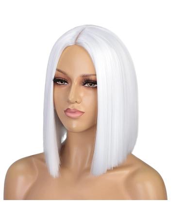 ENTRANCED STYLES Women's White Short Bob Wig 12 Inch - Heat Resistant Synthetic Wig for Party, Halloween, Cosplay - Buy Online on GoSupps.com