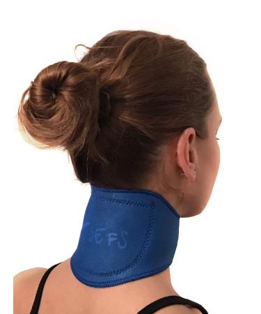 Support Neck Brace Self Heating Magnets Natural Healing Chronic Pain Headaches (Blue)