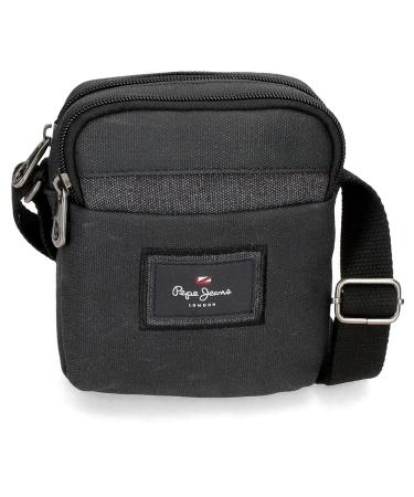 Pepe Jeans Court shoulder bag two compartments black 12 x 15 x 3.5 cm cotton and polyester