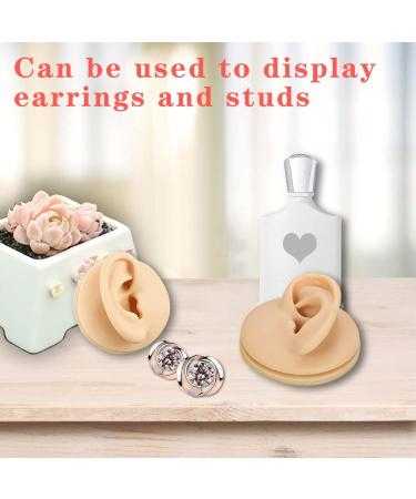 2Pcs Soft Silicone Ear Model with Acrylic Stand - Flexible Reusable Fake Ear for Piercing Practice and Jewelry Display (Skin Color) - Buy Online on GoSupps.com