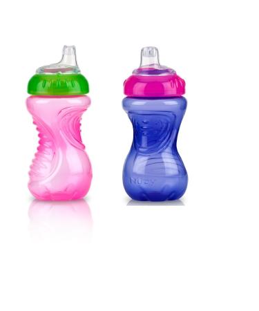 Nuby 2 Pack No Spill Cup 10 Ounce Pink - Purple