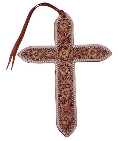 Showman Floral Tooled Beaded Cross Barrel Racing Rodeo Saddle Speed Cowgirl Leather 11"