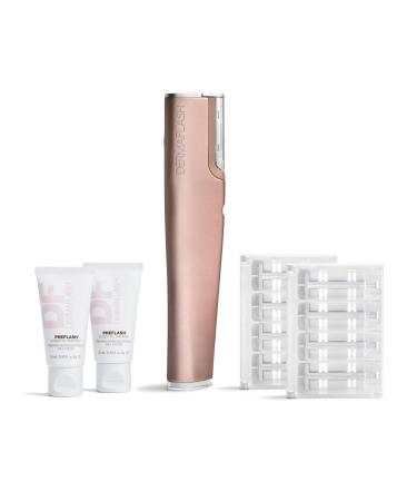 DERMAFLASH LUXE+ Sonic Dermaplaning Tool for Face Peach Fuzz Removal Anti-Aging and Exfoliation NEW Limited-Edition Rose Gold with Bonus FREE Refill Kit