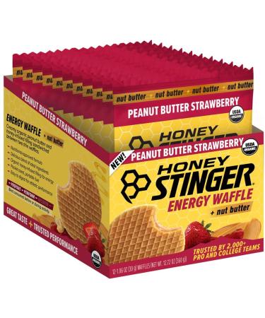 Honey Stinger Organic Peanut Butter & Strawberry Waffle Snacks - USDA Organic Kosher Certified Gluten-Free Energy-Boosting Wafers with Honey No Artificial Flavors or Preservatives Pack of 12 - Buy Online on GoSupps.com