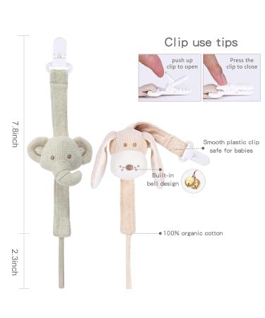2-Pack Organic Cotton Pacifier Chain - Universal Pacifier Strap for Babies & Pets | Safe for 0-36 Months - Buy Online on GoSupps.com