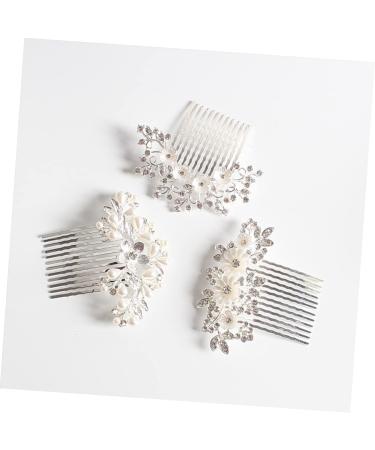 Beaupretty Pearl Hair Barrettes Headpiece Pearl Clip Rhinestone Combs Clips Side Headpiece Leaf Flower Bride Clip Bridal pin Pearl Hair Clip Size 5 Silver - Buy Online on GoSupps.com