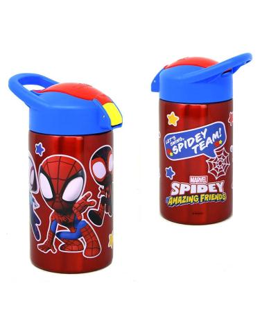 Zak Designs  Inc. Spidey and Friends Stainless Steel Bottle for Kids - Spider-Man Kids Insulated Water Bottle with Push Button Spout  Perfect Water Bottle for Kids for School Days and Trips - 15.5 oz.
