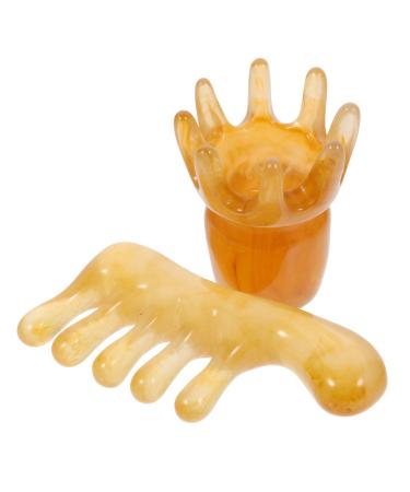 Beaupretty 2st massage comb from Harz Guasha-Kamm deep massage comb Handbuch scalp massager Tools combs massage brush guasha massage device jade scratching board stone 10.00x5.60cm khaki