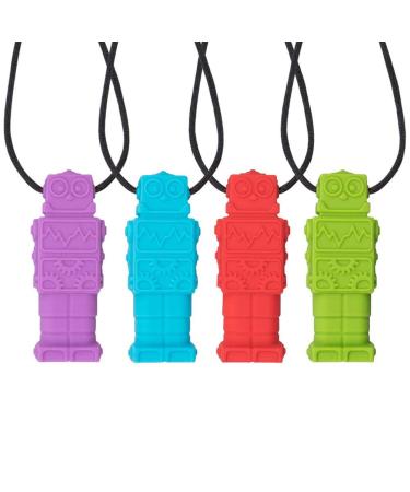 Yinlang sensory chew necklace necklace 4 pieces sensory chew necklaces kids chewy stick toys silicone bite ring chewling necklace chewing tool