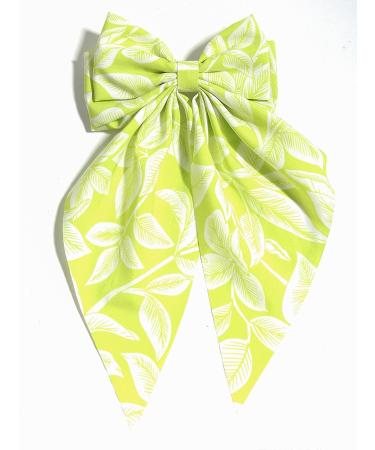 2pcs Floral Bow Hair Clips for Women & Girls with Long Tail, Blue & Green Hairpins for Thick Hair - Elegant Leaves Pattern Big Hair Clips - Buy Online on GoSupps.com