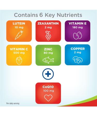PreserVision AREDS 2 Eye Vitamins with CoQ10 for Heart Health, #1 Eye Doctor Recommended Brand, Lutein and Zeaxanthin Supplement with Vitamin C & E, Zinc, and Copper, 100 Softgels 100 Count (Pack of 1) - Buy Online on GoSupps.com