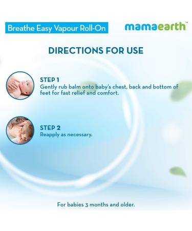 MAMAEARTH Breathe Easy Vapor Baby Roll On | Gentle Chest & Back Rub with Wintergreen & Eucalyptus | Helps Relieve Cold & Nasal Congestion | No Petroleum 1.35 Fl Oz/40ml (3month+) - Buy Online on GoSupps.com