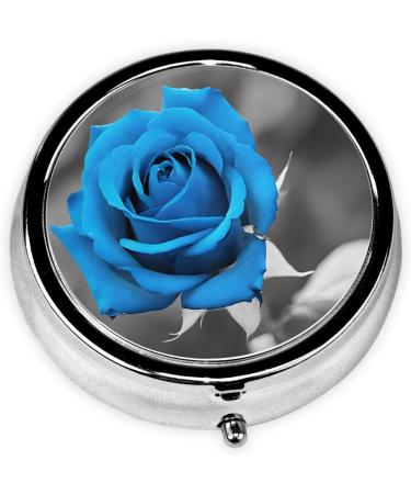 Buy Blue Rose Round Pill Box - 3 Compartment Mini Portable Travel Pill Organizer for Vitamins & Medicine - Buy Online on GoSupps.com