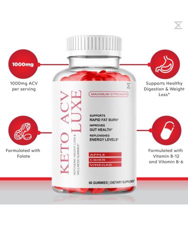 Keto ACV Luxe Gummies - Vegan Apple Cider Vinegar Supplement (60 Gummies) - Pack of 1 - Buy Online on GoSupps.com