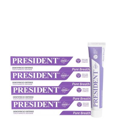 President President 4 x DENTIFRICE DEFENSE Antiplaque Antibacterial Antihalitosis. Ideal for contracting bad breath and as maintenance after shock treatments with chlorhexidine RDA 30. 4x75 ml