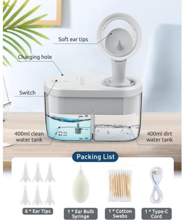 Electric Ear Wax Removal Kit - Earigator Ear Cleaning System for Adults - Power Ear Cleaner & Flushing Kit - Human White - Buy Online on GoSupps.com