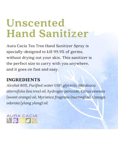 Aura Cacia Unscented Hand Sanitizer Spray | Alcohol Antiseptic | 60ml (2 fl. oz.) | Pack of 1 - Buy Online on GoSupps.com