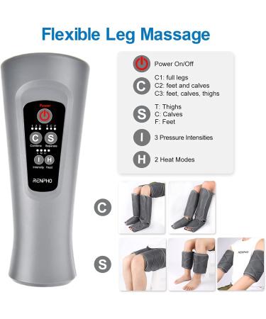 RENPHO Leg Massager with Heat - Air Compression Calf Thigh Foot Massage for Pain Relief - 6 Modes, 3 Intensities - Gifts for Mom and Dad - Buy Online on GoSupps.com