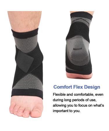 Beister 1 Pair Ankle Brace Compression Support Sleeve for Women and Men Elastic Sprain Plantar Fasciitis Foot Socks for Injury Recovery Joint Pain Achilles Tendon Heel Spurs L (Pack of 2) Gray & Black - Buy Online on GoSupps.com