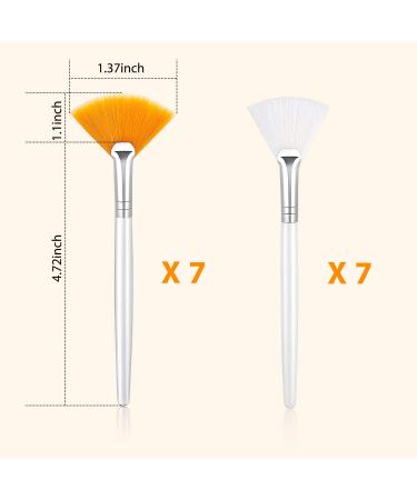 14-Piece Fan Brushes Set for Facial & Acid Application - Soft Makeup Tools for Mud & Cream - Yellow & White - 5.82 Inches - Buy Online on GoSupps.com