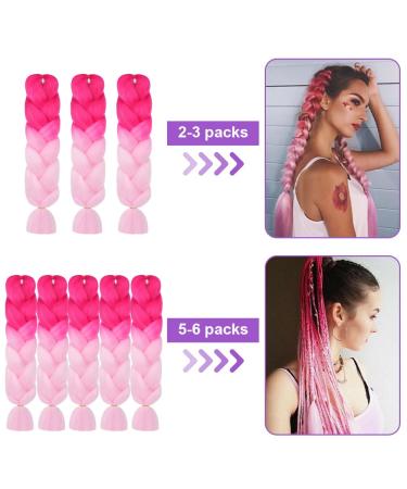 Aomig Braids Extensions - 2PC Ombre Art Hair for Braiding - 24 Strands Pink/Light Pink Lichen Extensions for Box Braids - Buy Online on GoSupps.com