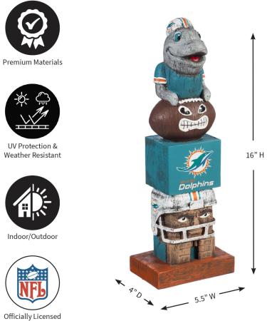 Buy Team Sports America NFL Miami Dolphins 16 Tiki Totem - Perfect NFL Decor for Fans - Fast International Shipping - Buy Online on GoSupps.com