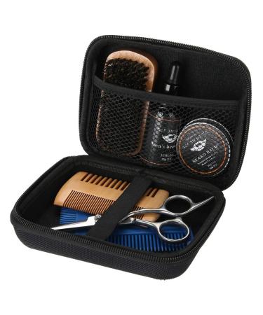 Beard care set 7 parts/set portable beard care set with scissors beard cream storage bag beard brush beard and beard oil for mustache care