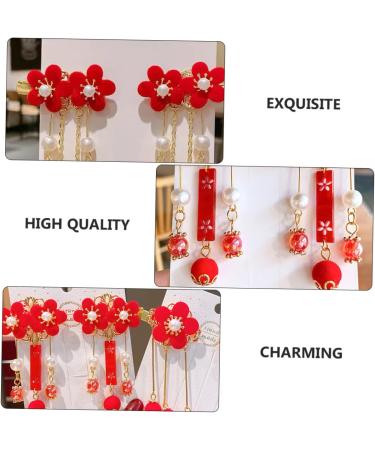 FRCOLOR Hair Sticks 3 Pairs tassel antique style hair clip Chinese Style Hair Clips chinese hair clip Tassel Hair Clip beaded hair accessories Plum Hair Accessories Hanfu baby fabric plum - Buy Online on GoSupps.com