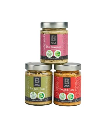 Bay's Kitchen Thai Stir-In Cooking Sauces Selection (3 x 260g) - Thai Red Curry Thai Green Curry & Thai Massaman Sauce Gluten-Free Dairy-Free and Low Fodmap