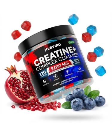 KLEVIRO Creatine Monohydrate Gummies - Blueberry & Pomegranate Creatine for Women and Men - Supplement Supports Muscle Gain Energy Pre and Post Workout Focus & Cognition Recovery