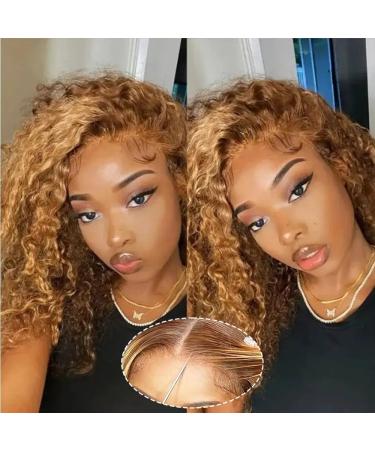 WEAR AND GO GLUEST WIG HUMAN WATER WAVE BROWN AND BLONDE WIG YDDM 5X5 HD Lace 16 Inch Pre Plucked Pre Cut 180% Density Water Wig Human Hair Gluess Lace Wig Human Wave Wave Wow Wig 5x5 4/27 Water Wave Wig