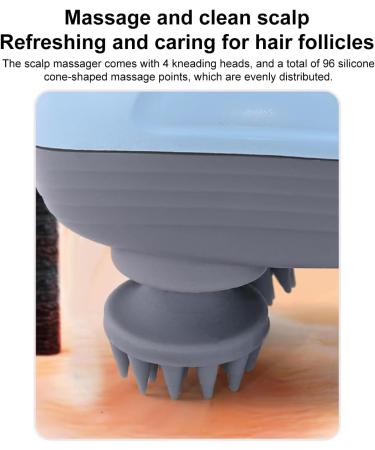 Layhou Electric Scalp Massager - Wireless Head Massage Device with 4 Kneading Heads for Stress Relief - Portable Blue Handheld Massager for Muscles Back Shoulders and Calves - Buy Online on GoSupps.com