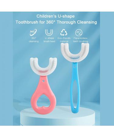 Dirk41 Kids U-Shaped Toothbrushes - 4 Pack Blue | Rounded Children U Shape Toothbrush for 360 Oral Care - Buy Online on GoSupps.com