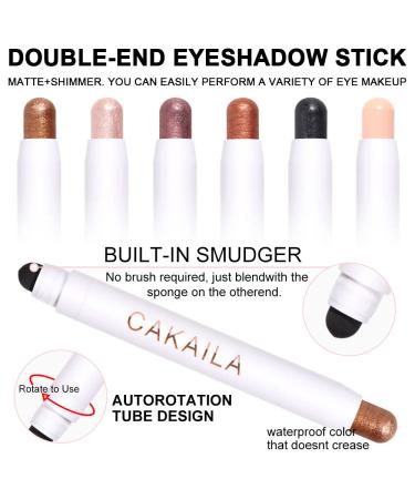 6Pcs Waterproof 2 Tone Eye Shadow Stick Makeup Set - Cream Eye Shadow Pencil Eyeliner Crayon Set in White, Brown, Gold, Pink, Purple, Black - Eye Brightener Stick Highlighter - Pack of 1 - Set02 - Buy Online on GoSupps.com