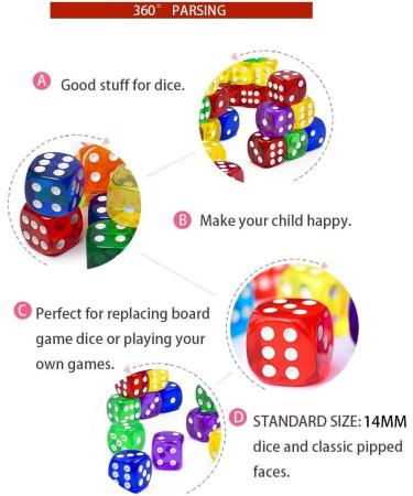 50-Pack 14MM Translucent & Solid 6-Sided Game Dice - Vintage Colors for Board Games & Math Teaching - RPG Classroom Accessories - Buy Online on GoSupps.com