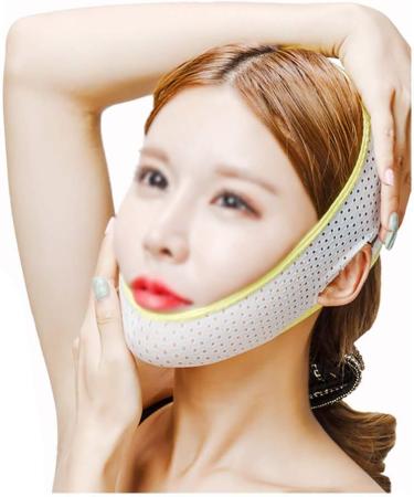 Perfect Face Lift Strap - Recovery Bandage & Sleep Mask for Facelifting - Yellow & White - Improve Your Beauty Routine! - Buy Online on GoSupps.com