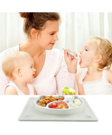 SILIVO Kids Plates Baby Suction Placemat - Non Slip Silicone Toddler Mat with Suction Cups - Grey Elephant Design | 10x7.8x1.1 | Perfect for Babies & Children - Buy Online on GoSupps.com