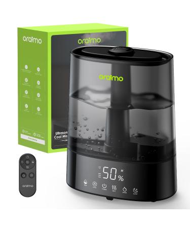 Oraimo Humidifiers for Bedroom Large Room 6L Top Fill Cool and Warm Mist Air Humidifier Max 700ml/H Automatic Smart Humidifier for home Oil Diffuser Quiet Sleep Mode Remote Control Timer (Black)