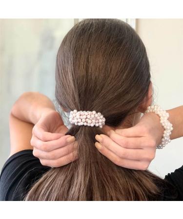 Runmi Hair Ties | 3 Pack Pearl Scrunchies & Beaded Ponytail Holders | Stylish Hair Accessories for Women & Girls - Buy Online on GoSupps.com