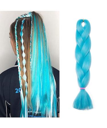 Braiding Hair Extensions Jumbo Braid Hair 24 Inch 1pc High Temperature Synthetic Fiber Hair Extension Sky Blue for Women