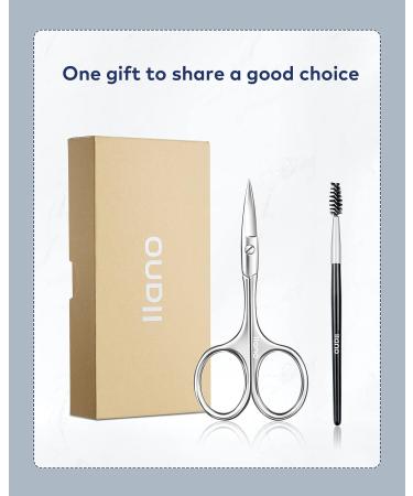 Silver Eyebrow and Facial Hair Scissors Set with Brush - Men's Nose and Mustache Trimmer, Women's Grooming Tool - Precision Stainless Steel Blades - Buy Online on GoSupps.com