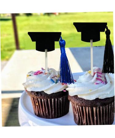 Cabilock 12pcs Graduation Season Card Graduation Hat Cake Topper Graduation Party Decoration Mini Cake Food Decor 2022 Grad Dessert Picks Graduation Hat Cupcake Topper Tassel Insert Card Blue 10X3.8X3.8CM - Buy Online on GoSupps.com
