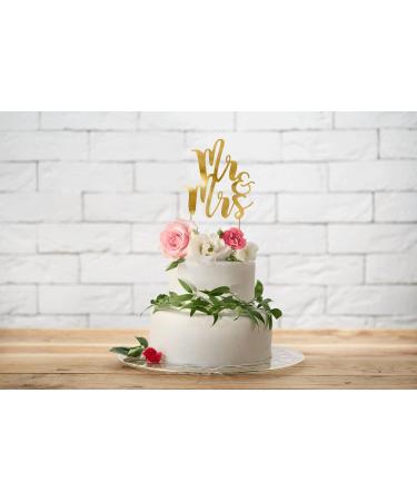 Mr & Mrs Cake Topper - 25.5 cm Gold Wedding Decoration | Elegant Cake Figure for Celebrations - Buy Online on GoSupps.com
