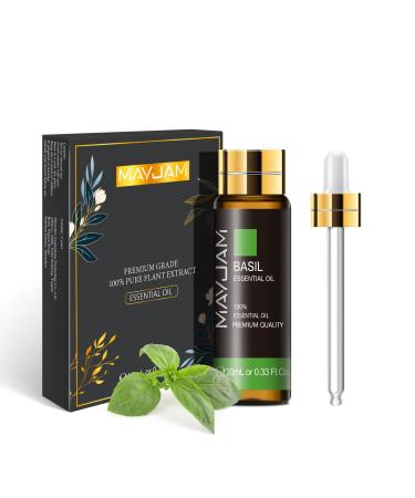 MAYJAM Basil Essential Oil 10ML Basil Oil for Diffuser Humidifier DIY Home Wardrobes Basil 10 ml (1 Pack)