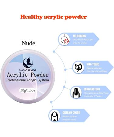 MAGIC ARMOR Nude Acrylic Nail Power - 30g Nail Powder for Acrylic Nails Professional Nude Acrylic Nail Powder for Nail Extension Carving French Manicure 3D Nail Design for Nail Art Starter Manicure - Buy Online on GoSupps.com