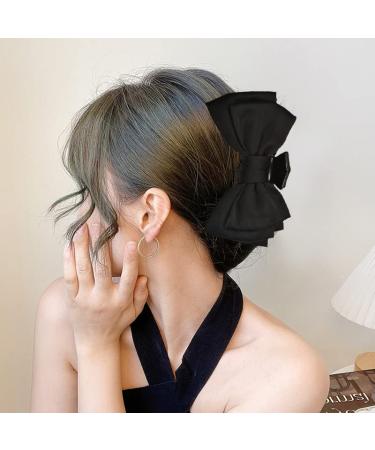 Large Black Satin Bow Hair Claw Clips - Stylish Hair Accessories for Women and Girls - Buy Online on GoSupps.com