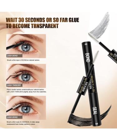 Lash Bond and Seal Cluster Eyelash Glue | Super Strong Hold Waterproof Adhesive for DIY Individual Eyelash Extensions | Sensitive Eyes Friendly | 2in1 Clear Bond - Buy Online on GoSupps.com