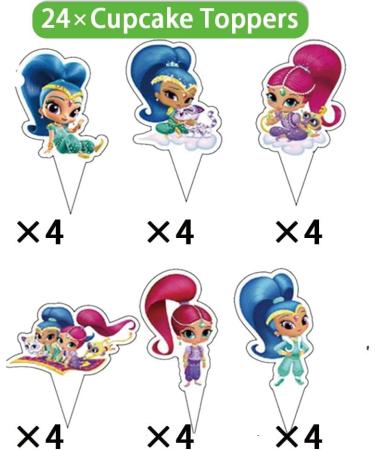 Shimmer and Shine Party Supplies Set - Cake Toppers, Balloons, Banner, Backdrop - Birthday Decor for Boys and Girls - Buy Online on GoSupps.com